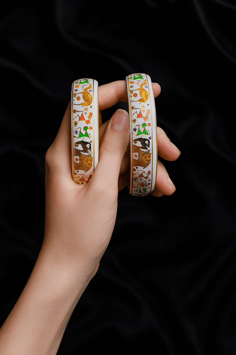 Elegant Handcrafted Enamel Bangles Set - Image 5