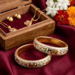 enamel artwork with traditional motifs bangles