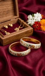 enamel artwork with traditional motifs bangles