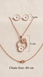 A delicate rose gold finish enamel floral motifs necklace set - Image 4
