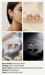 anti tarnish rose gold earrings