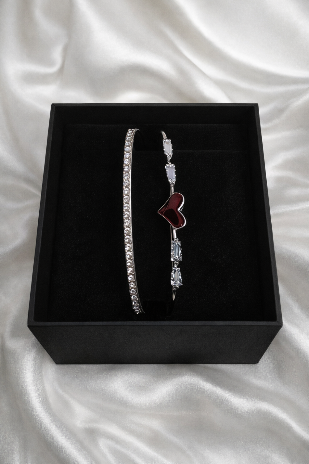Metal Diamond Heart Cuff Bracelet - Image 2