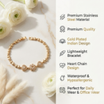Stainless Steel Gold-Plated Heart Bracelet for Women - Image 5